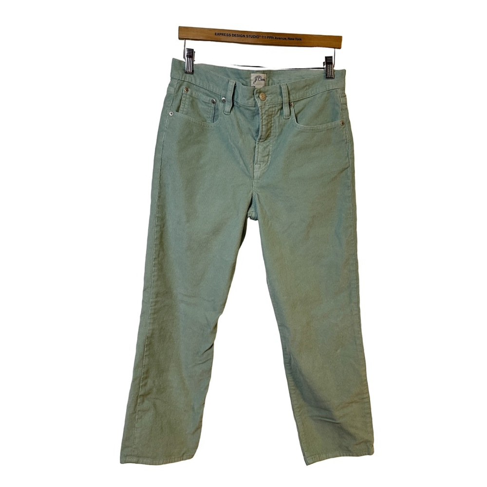 Women's J.Crew Green Corduroy Straight Leg Pants Size 29P